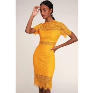 Lulus Remarkable Orange Lace Dress